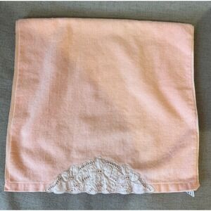 Set of 3 Vintage Avanti Peach Lace Trim Towels Romantic Cottage Bath Decor 30x16